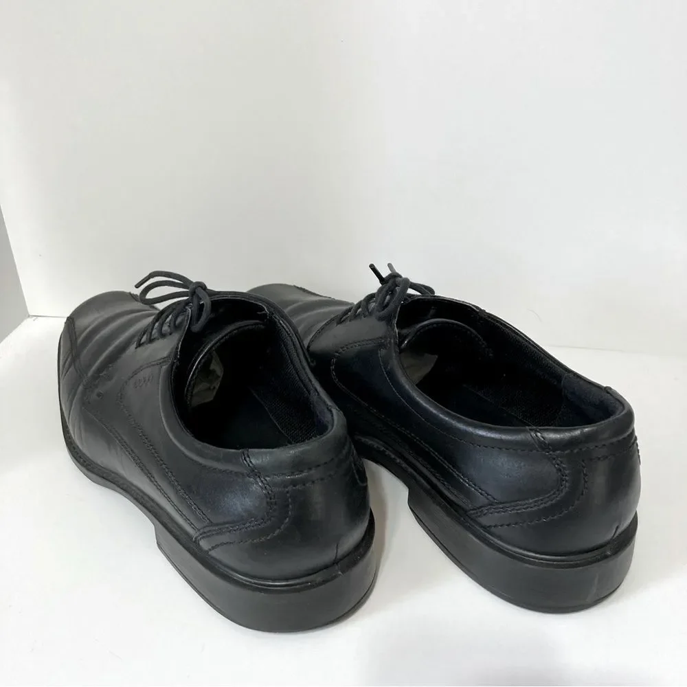 ECCO Helsinki Black Leather Lace Up Oxford Comfort Square Toe Dress Shoes Men 12